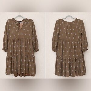 Madewell Cottage Core Brown Polka Dot Midi Dress